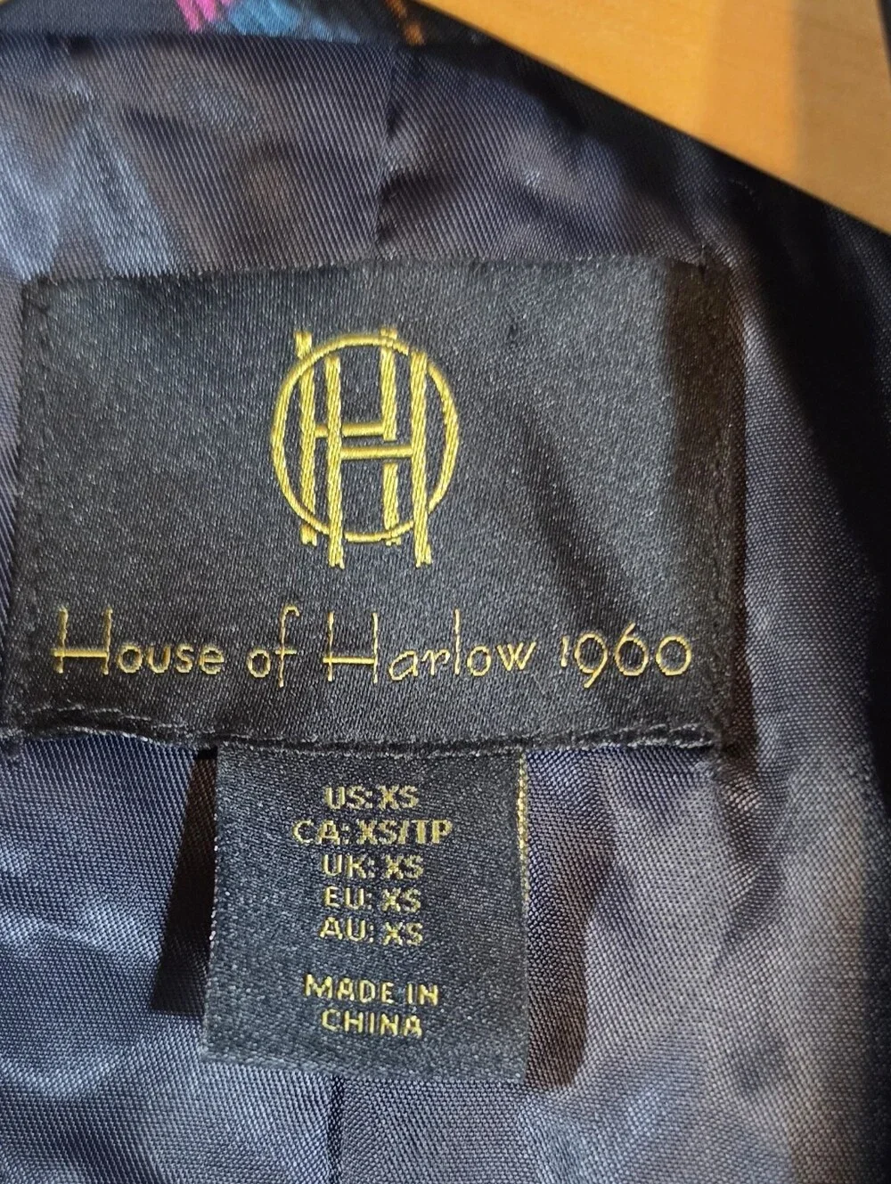 House of Harlow 1960 Black Paisley Printed Blazer - Picture 9 of 10